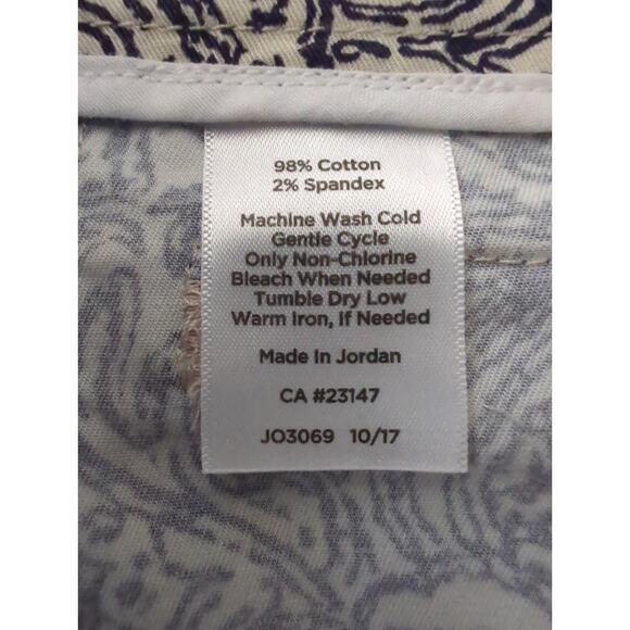 Talbots Petits Navy and Cream Floral Paisley Capri Pants Stretch womens sz 10P - Picture 6 of 7